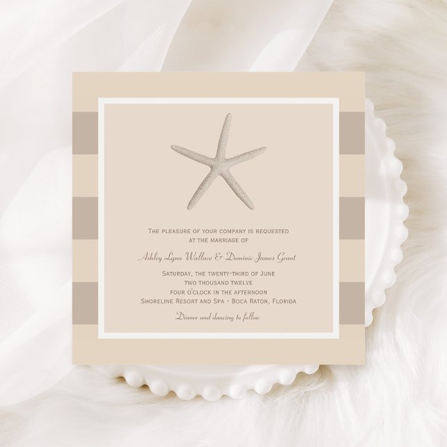 Invitation Mariage Neutre Beige Starfish Beach (Créateur téléchargé)