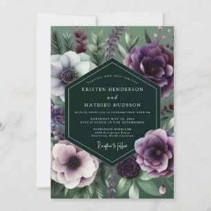 Invitation Mariage Nocturne d'Émeraude et d'Améthyste