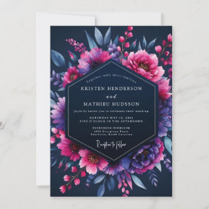 Invitation Mariage Nocturne Indigo Fuchsia