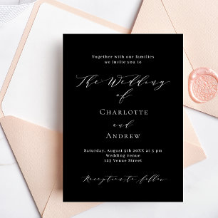 Invitation Mariage noir blanc formel luxe moderne