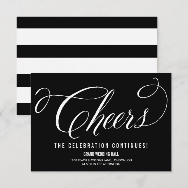 Invitation Mariage Noir & Blanc M. & Mme. Écriture Élégante d (Devant / Derrière)