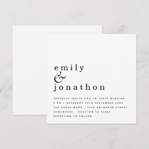 Invitation Mariage noir blanc minimaliste contemporain