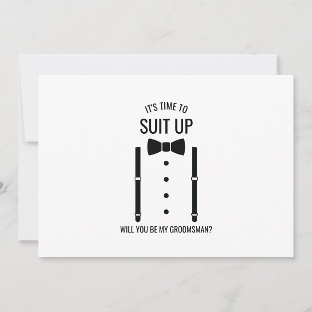 Invitation Mariage noir Bow Cravate Groomsman Proposition (Devant)