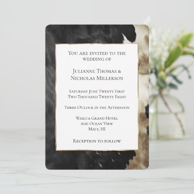 Invitation Mariage noir Champagne Gold (Debout devant)