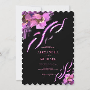 Invitation Mariage noir chic rose Iris
