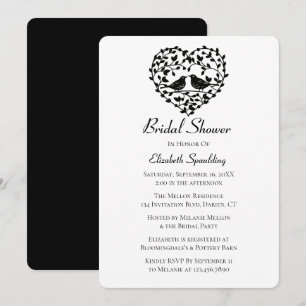 Invitation Mariage Noir de Mariée Fleurs de Tourterelles de F