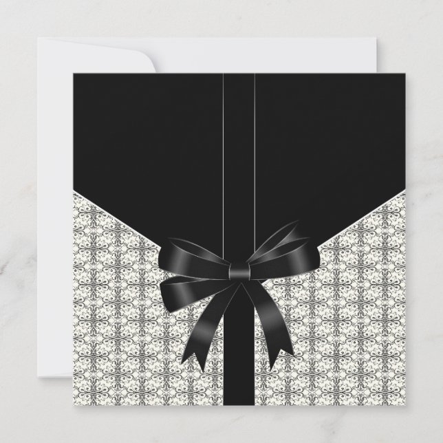 Invitation Mariage noir en dentelle Damask (Devant)
