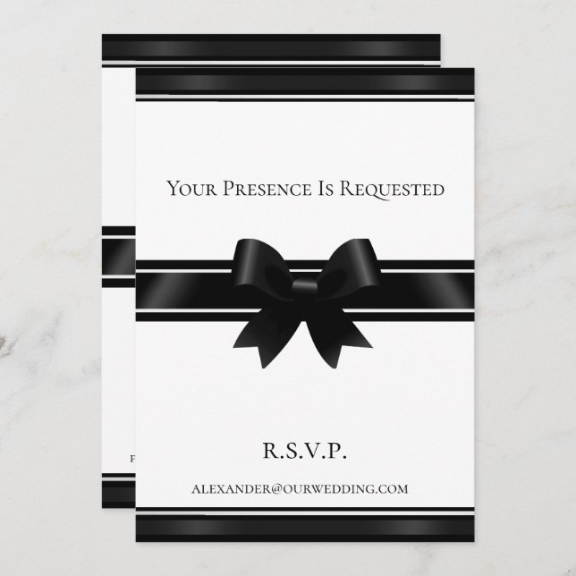 Invitation Mariage noir et blanc (Devant / Derrière)