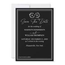 Mariage noir et blanc classique Enregistrer la dat