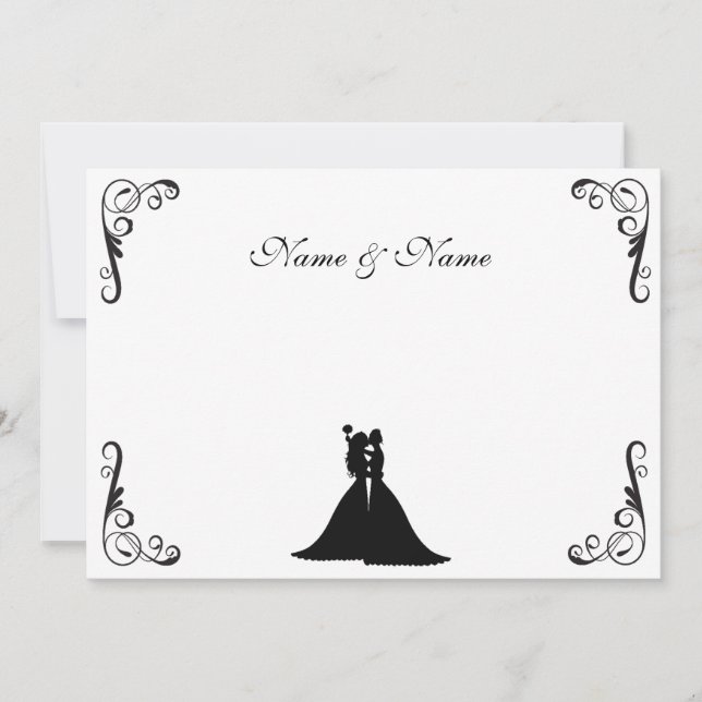 Invitation Mariage noir et blanc de la mariée lesbienne (Devant)