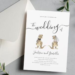 Invitation Mariage noir et blanc Dinosaur mariée et mariée