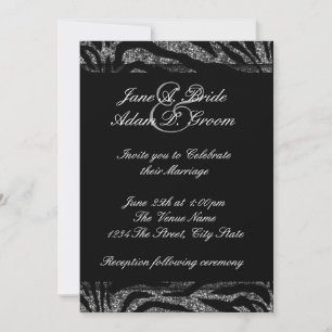 Invitation Mariage noir et blanc élégant de zèbre