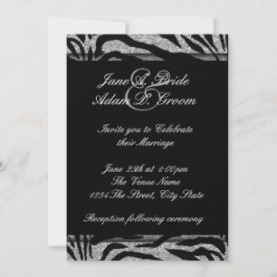 Invitation Mariage noir et blanc élégant de zèbre