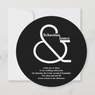 Invitation Mariage noir et blanc en gras
