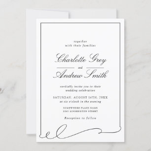 Invitation Mariage noir et blanc minimaliste