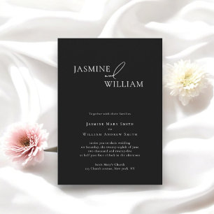 Invitation Mariage noir et blanc minimaliste moderne
