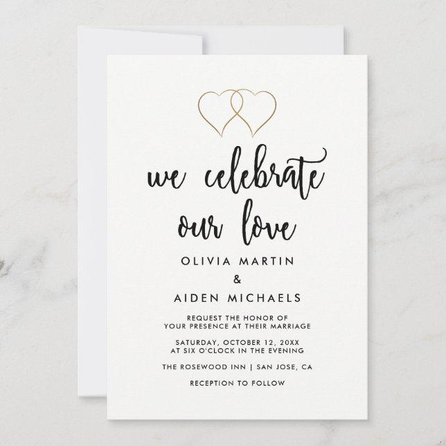 Invitation Mariage noir et blanc moderne (Devant)