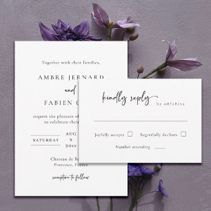 Invitation Mariage noir et blanc moderne RSVP