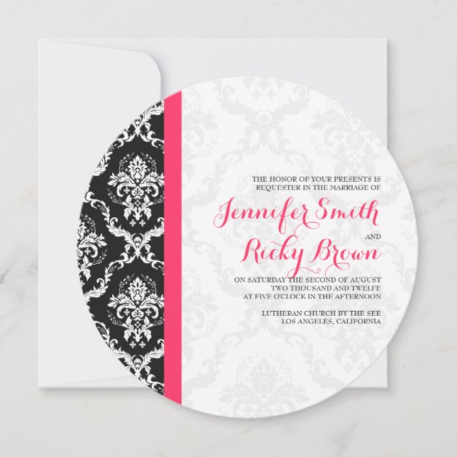 Invitation Mariage noir et blanc monogramme (Devant)