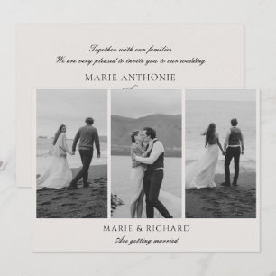 Invitation Mariage noir et blanc photo collage minimaliste
