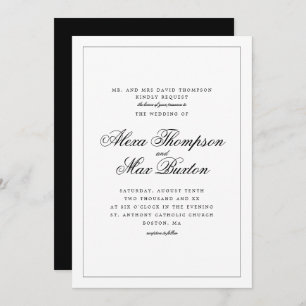 Invitation Mariage noir et blanc simple et élégant