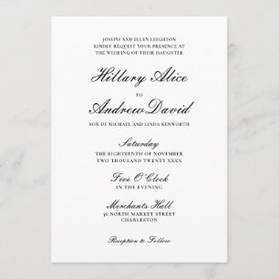 Invitation Mariage noir et blanc simple et élégant