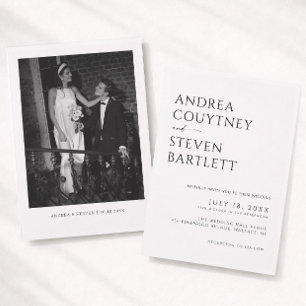 Invitation Mariage Noir et Blanc Simple et Élégant Photo