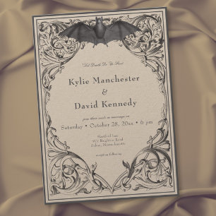 Invitation Mariage noir et brun jusqu'à la mort à l'ère victo