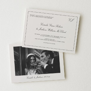 Invitation Mariage Noir et Crème à l'ancienne Victorienne 