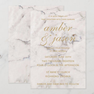 Invitation Mariage noir et rose de marbre d'or