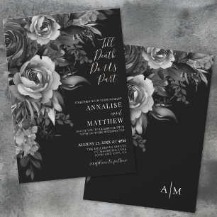 Invitation Mariage noir floral gothique