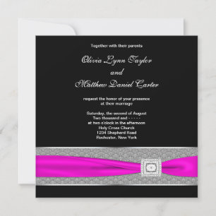 Invitation Mariage noir fuchsia rose chaud