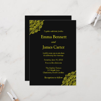 Invitation mariage noir mandala or