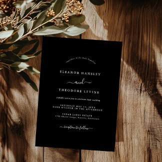 Invitation Mariage noir minimaliste moderne