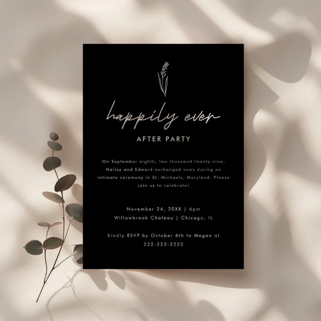 Invitation Mariage noir moderne Elopement photo & Réception (Créateur téléchargé)