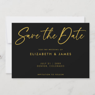 Invitation Mariage Noir Moderne Enregistrer La Date Invitatio