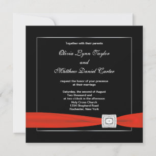 Invitation Mariage noir noir blanc rouge