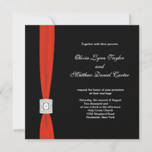 Invitation Mariage noir noir rouge de la Bow