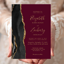 Mariage Noir Or Agate Bordeaux Rouge