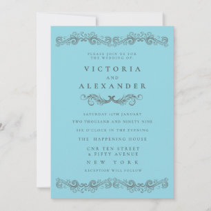 Invitation Mariage Noir Quelque Chose de Bleu Flourish à Tout