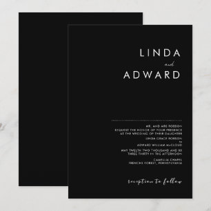 Invitation Mariage noir traditionnel minimaliste moderne