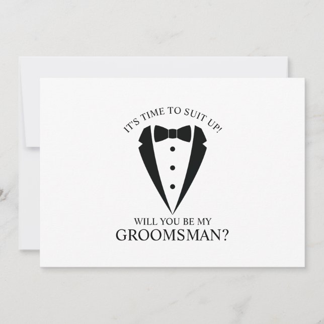 Invitation Mariage noir Tuxedo Suit Groomsman Proposition (Devant)