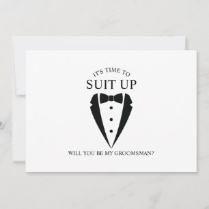 Invitation Mariage noir Tuxedo Suit Groomsman Proposition