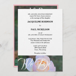 Invitation Mariage Nous faisons Monogram Pastel Rose