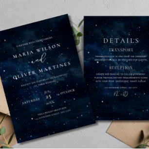 Invitation Mariage Nuit Étoilée Élégant Céleste Moderne