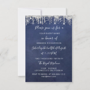 Invitation Mariage nuptiale Confetti Argent 16e Marine