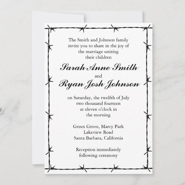 Invitation Mariage occidental (Devant)
