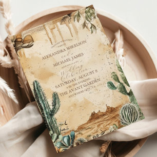 Invitation Mariage occidental bohème à l'aquarelle