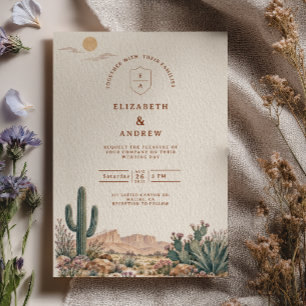 Invitation Mariage Occidental Cactus Teal Poussiéreux