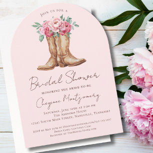 Invitation Mariage Occidental Élégant Rose Pâle Arche de Réce